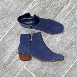 Cole Haan Blue Suede Signature Ankle Boots